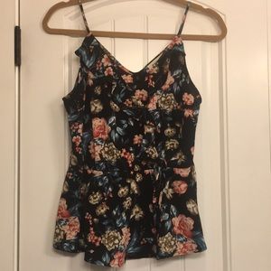 Monteau Floral Peplum Tank Top. Sz L. Like new